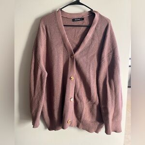 Brown Button-Up Knit Cardigan